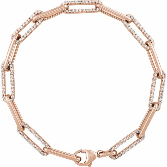 14K Rose 1 CTW Lab-Grown Diamond Link 7" Bracelet
