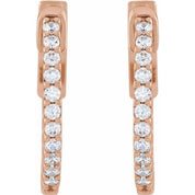 14K Rose 1/3 CTW Lab-Grown Diamond Inside-Outside 15.5 mm Hinged Hoop Earrings