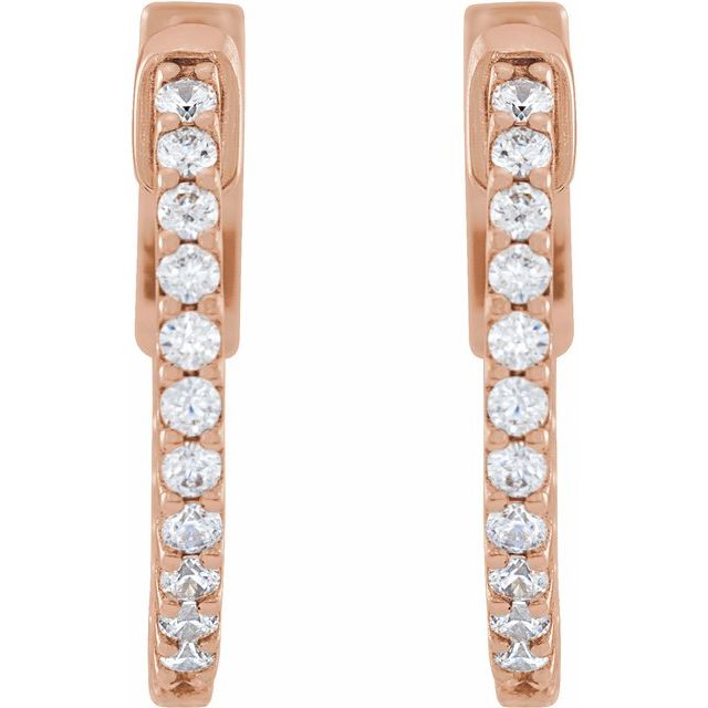 14K Rose 1/3 CTW Lab-Grown Diamond Inside-Outside 15.5 mm Hinged Hoop Earrings