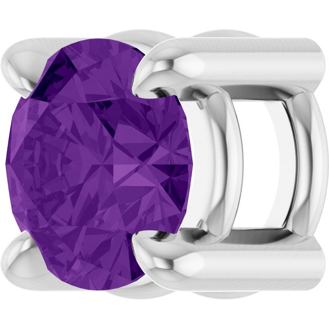 14K White 4 mm Natural Amethyst Pendant