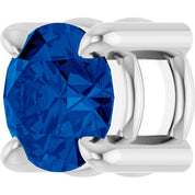 14K White 4 mm Natural Blue Sapphire Pendant