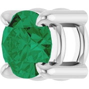 14K White 4 mm Lab-Grown Emerald Pendant