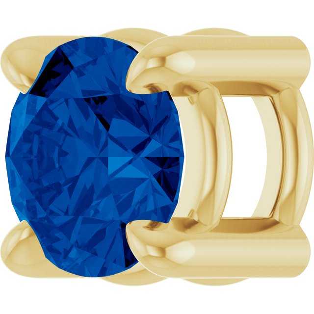 14K Yellow 4 mm Lab-Grown Blue Sapphire Pendant