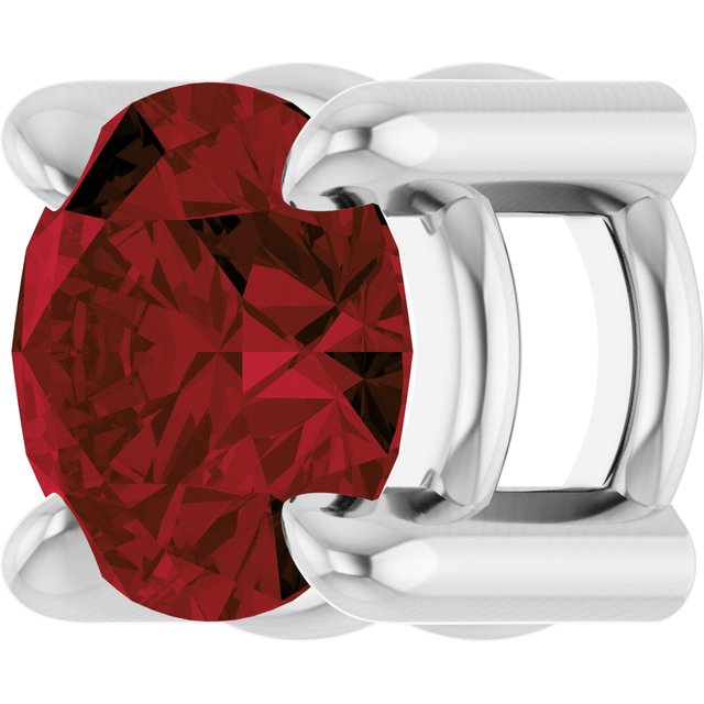 14K White 4 mm Natural Mozambique Garnet Pendant