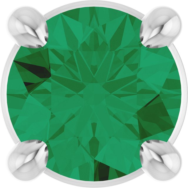 14K White 4 mm Natural Emerald Pendant