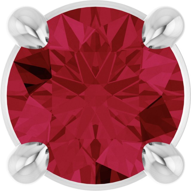 Sterling Silver 4 mm Lab-Grown Ruby Pendant