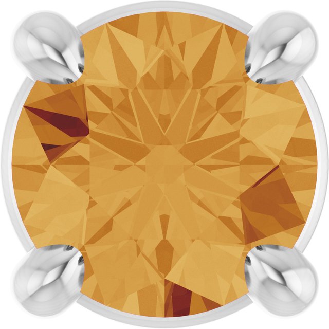 14K White 4 mm Natural Citrine Pendant