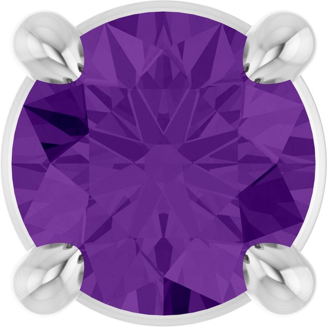 14K White 4 mm Natural Amethyst Pendant