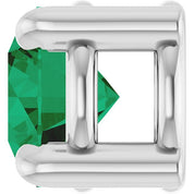 14K White 4 mm Lab-Grown Emerald Pendant