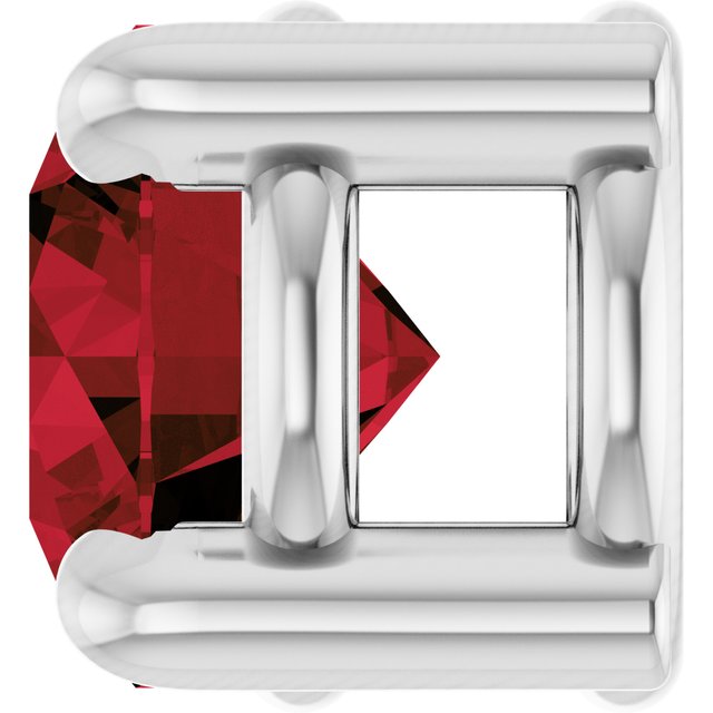 14K White 4 mm Natural Mozambique Garnet Pendant