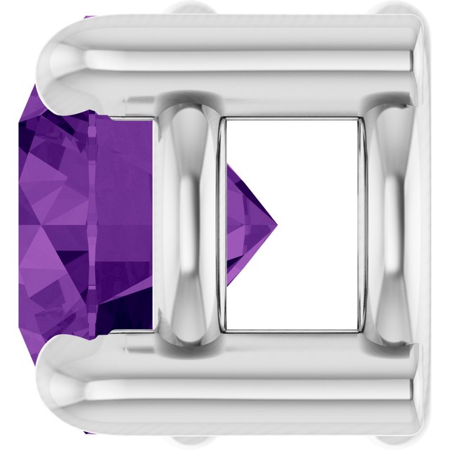 14K White 4 mm Natural Amethyst Pendant