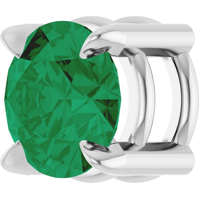 Sterling Silver 5 mm Natural Emerald Pendant