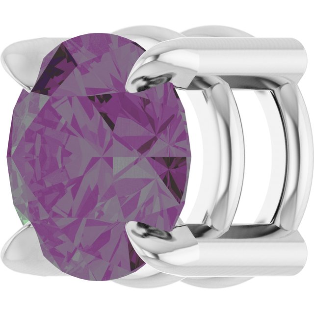 14K White 5 mm Lab-Grown Alexandrite Pendant