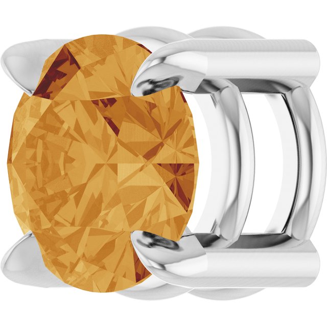 14K White 5 mm Natural Citrine Pendant