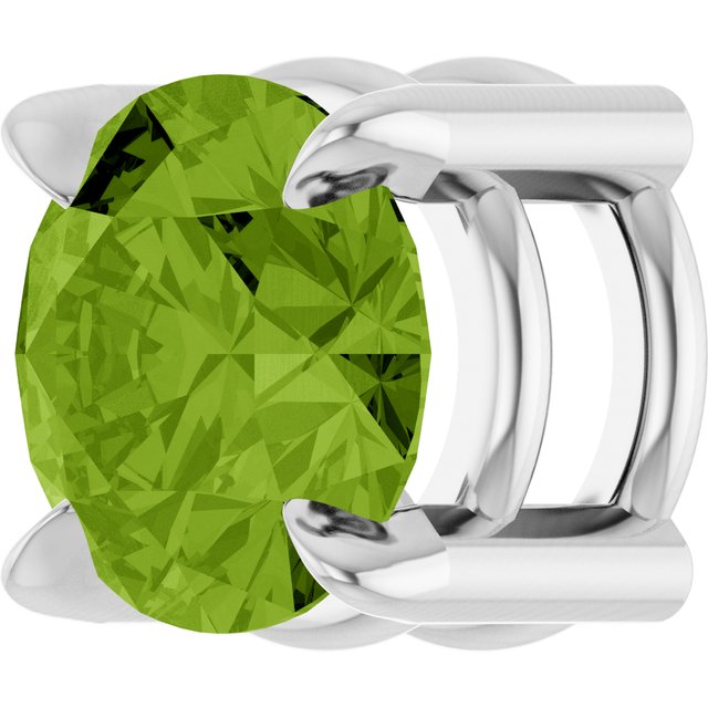 14K White 5 mm Natural Peridot Pendant