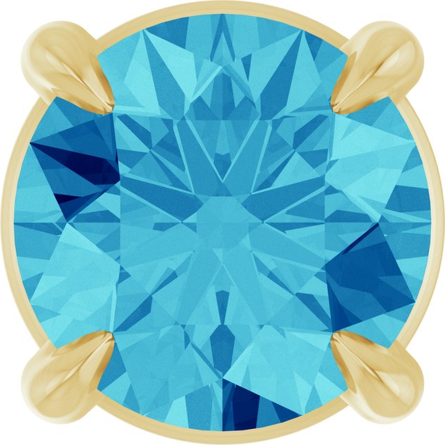14K Yellow 5 mm Natural Blue Zircon Pendant