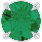 14K White 5 mm Lab-Grown Emerald Pendant