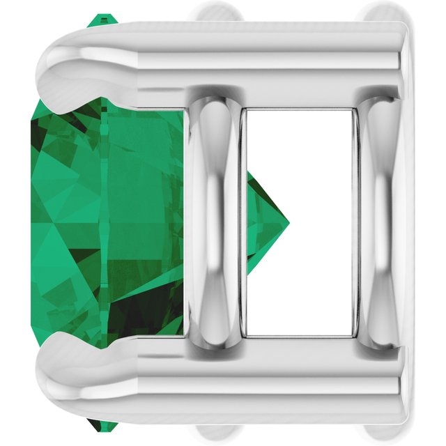 14K White 5 mm Natural Emerald Pendant