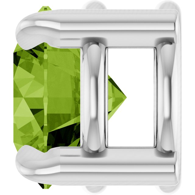 14K White 5 mm Natural Peridot Pendant