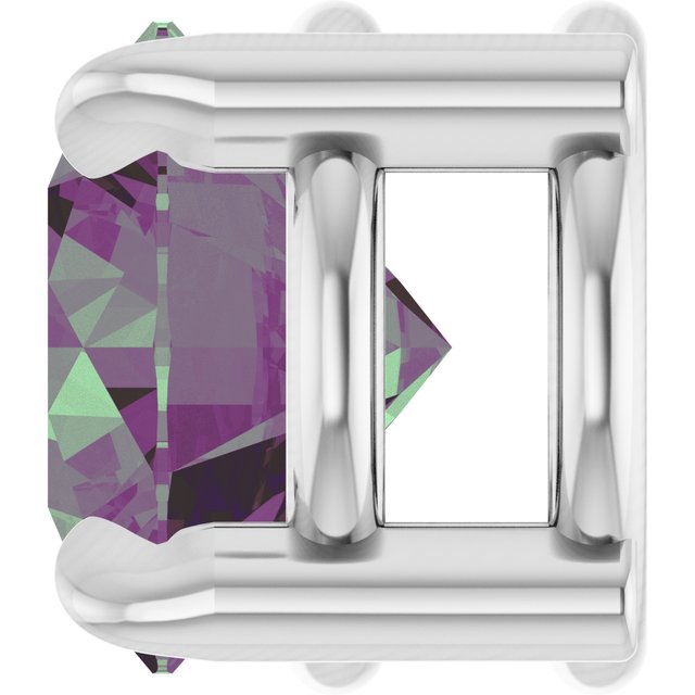 14K White 5 mm Lab-Grown Alexandrite Pendant