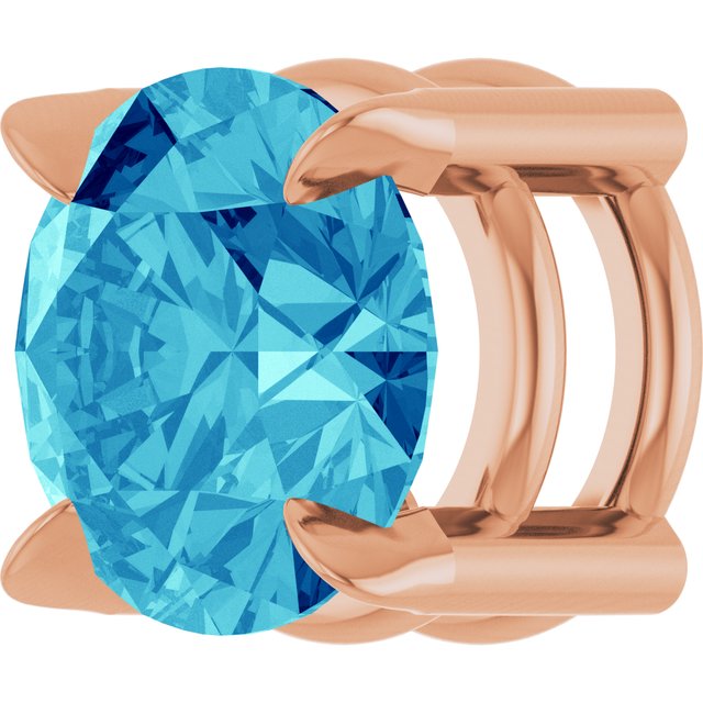 14K Rose 6 mm Natural Blue Zircon Pendant