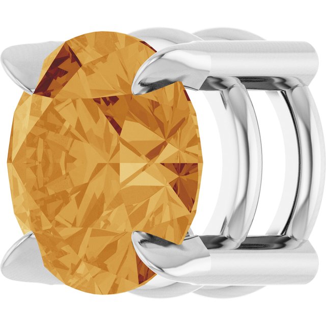 14K White 6 mm Natural Citrine Pendant