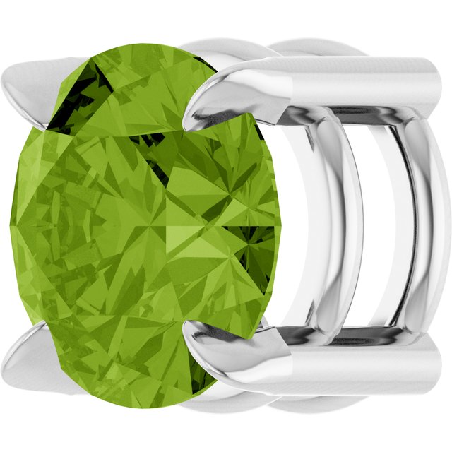 14K White 6 mm Natural Peridot Pendant