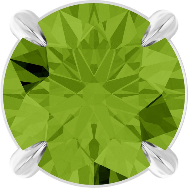14K White 6 mm Natural Peridot Pendant