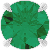 14K White 6 mm Lab-Grown Emerald Pendant