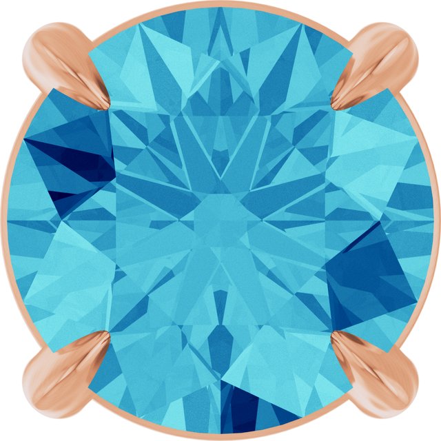 14K Rose 6 mm Natural Blue Zircon Pendant