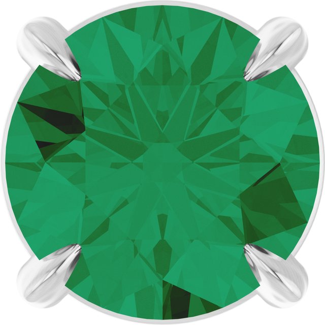 14K White 6 mm Natural Emerald Pendant