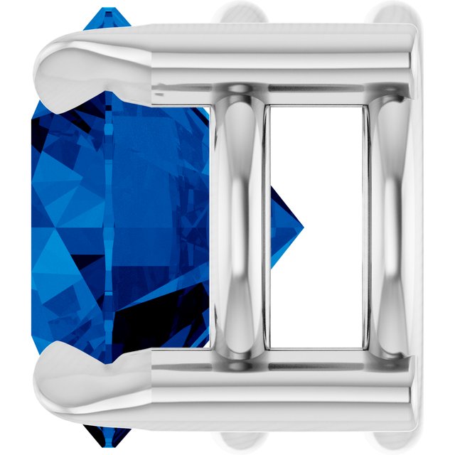 14K White 6 mm Lab-Grown Blue Sapphire Pendant