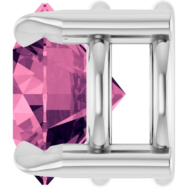 14K White 6 mm Natural Pink Tourmaline Pendant