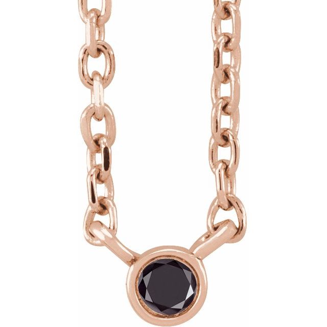 14K Rose .06 CT Natural Black Diamond 16-18" Necklace