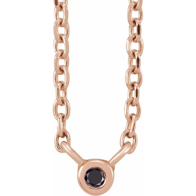 14K Rose .02 CT Natural Black Diamond 16-18" Necklace