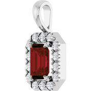 14K White 6x4 mm Natural Mozambique Garnet & 1/5 CTW Natural Diamond Halo-Style Pendant