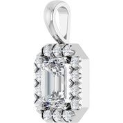 14K White 6x4 mm Natural White Sapphire & 1/5 CTW Natural Diamond Halo-Style Pendant