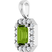 14K White 6x4 mm Natural Peridot & 1/5 CTW Natural Diamond Halo-Style Pendant