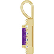 14K Yellow 6x4 mm Natural Amethyst & 1/5 CTW Natural Diamond Halo-Style Pendant