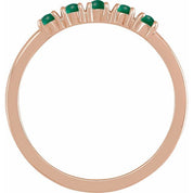 14K Rose Natural Emerald Cabochon Stackable Ring