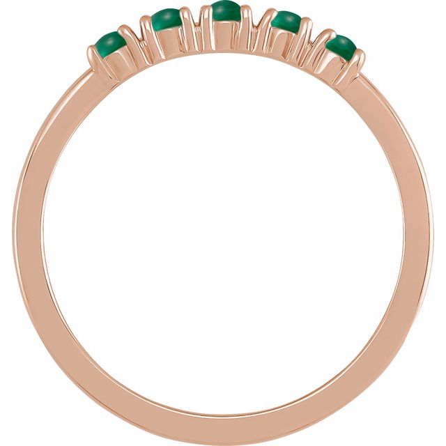 14K Rose Natural Emerald Cabochon Stackable Ring