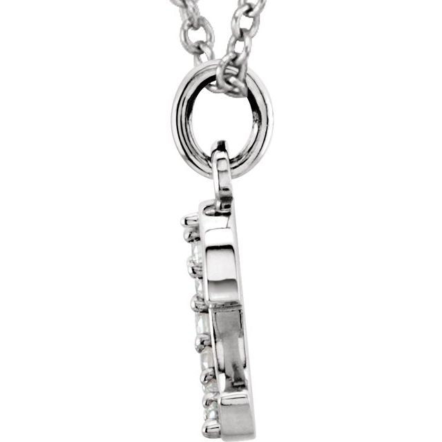 14K White .03 CTW Natural Diamond Lowercase Initial E 16" Necklace