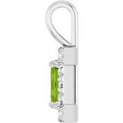 Sterling Silver 5x3 mm Natural Peridot & 1/8 CTW Natural Diamond Halo-Style Pendant