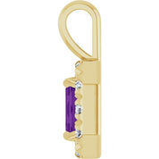 14K Yellow 5x3 mm Natural Amethyst & 1/8 CTW Natural Diamond Halo-Style Pendant