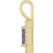 14K Lab-Grown Emerald & Alexandrite 5x3 mm with 1/8 CTW Natural Diamond Halo Pendant