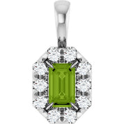 Sterling Silver 5x3 mm Natural Peridot & 1/8 CTW Natural Diamond Halo-Style Pendant