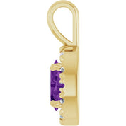 14K Yellow 6x4 mm Natural Amethyst & 1/10 CTW Natural Diamond Halo-Style Pendant