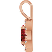 14K Rose 6x4 mm Natural Mozambique Garnet & 1/10 CTW Natural Diamond Halo-Style Pendant