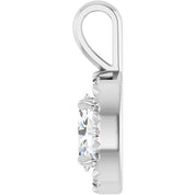 14K White 6x4 mm Natural White Sapphire & 1/10 CTW Natural Diamond Halo-Style Pendant