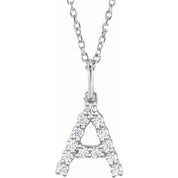 14K White 1/5 CTW Lab-Grown Diamond Initial A 16-18" Necklace